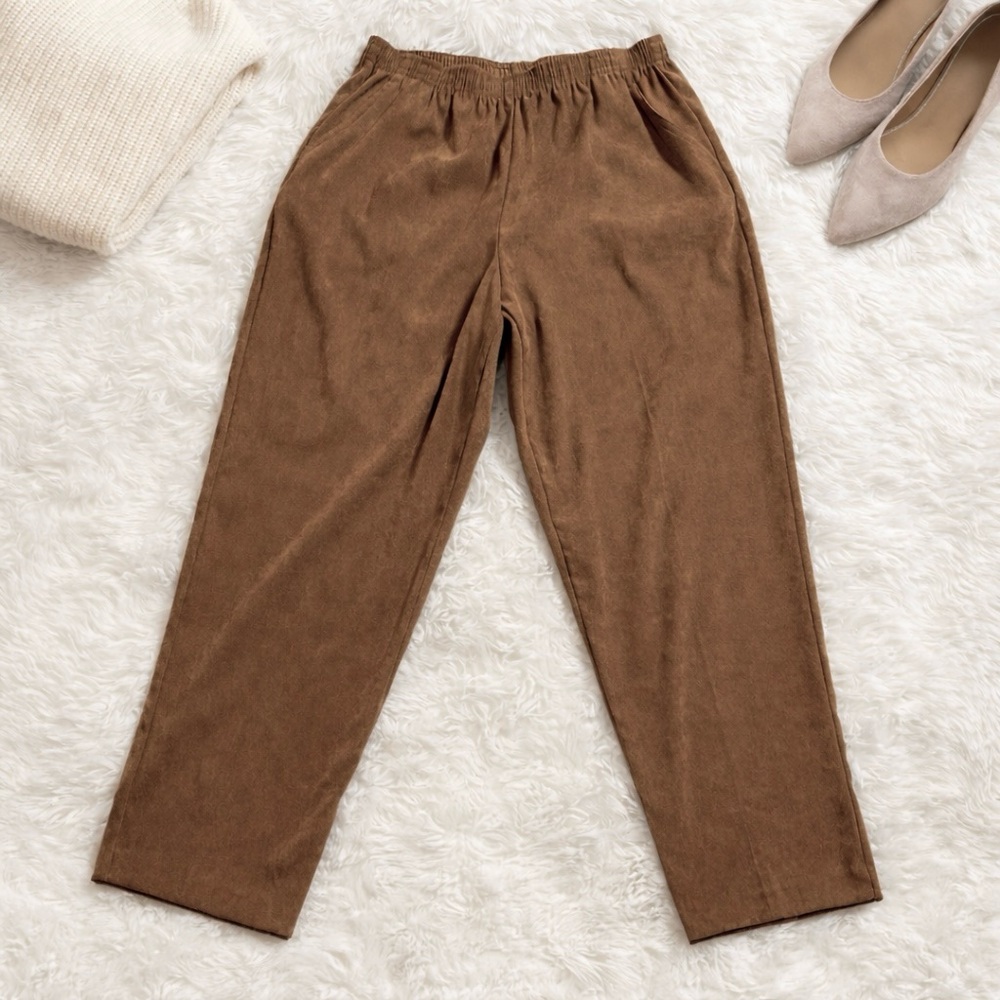 Briggs New York Petite Suede-Look Pull-On Pants 10P Brown